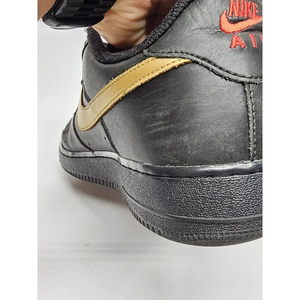 Nike‎ Air Force 1 Nike ID Black And Gold Size 11.5 Men's Red Nike Air On Heel